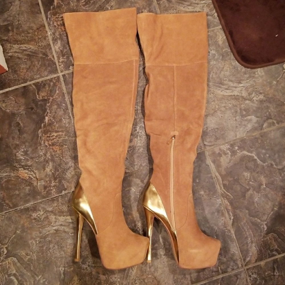 New real suede thigh high boots